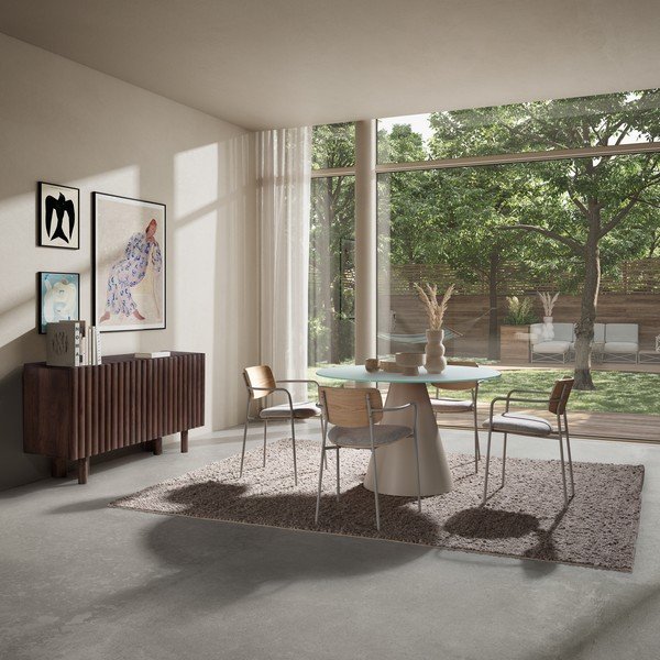 Masă de dining rotundă cu blat din sticlă ø 120 cm Vida – MOME-image-1