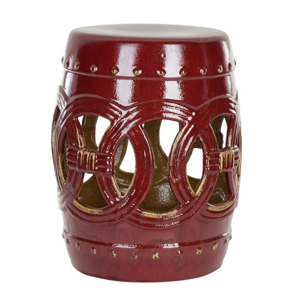 Măsuță din ceramică adecvată pentru exterior Safavieh Deep, ø 33 cm, roșu închis