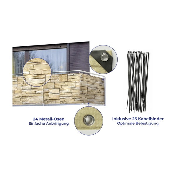 Paravan pentru balcon bej 500x85 cm - Maximex-image-3