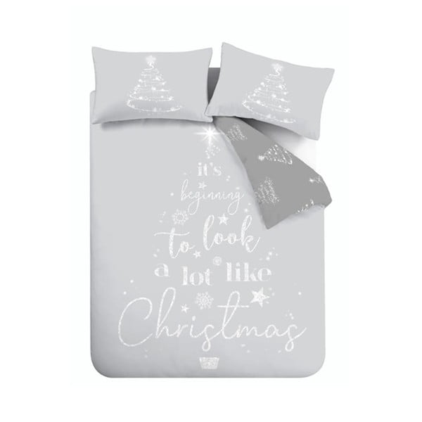 Lenjerie de pat gri pentru pat de o persoană 135x200 cm A Lot Like Christmas – Catherine Lansfield