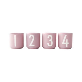 Set de 4 cești roz din imitație de porțelan Design Letters, 0,5 l