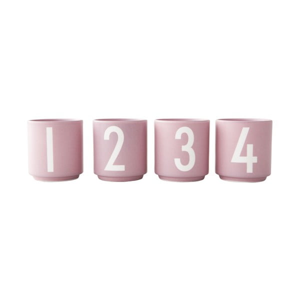 Set de 4 cești roz din imitație de porțelan Design Letters, 0,5 l