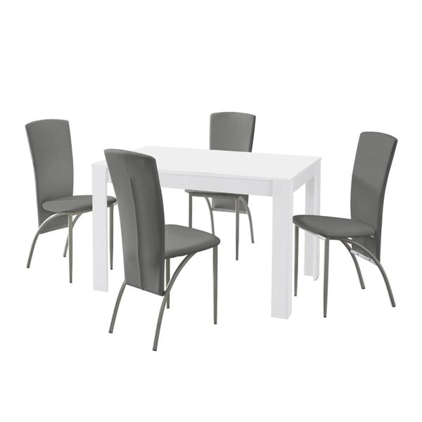 Set masă cu 4 scaune Støraa Lori Nevada Puro White Light Grey, gri