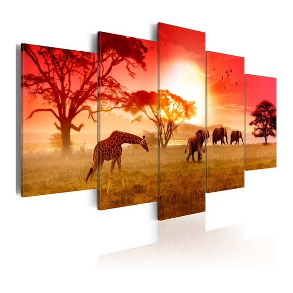 Tablou pe pânză 5 piese Bimago Colours Of Africa, 100 x 200 cm