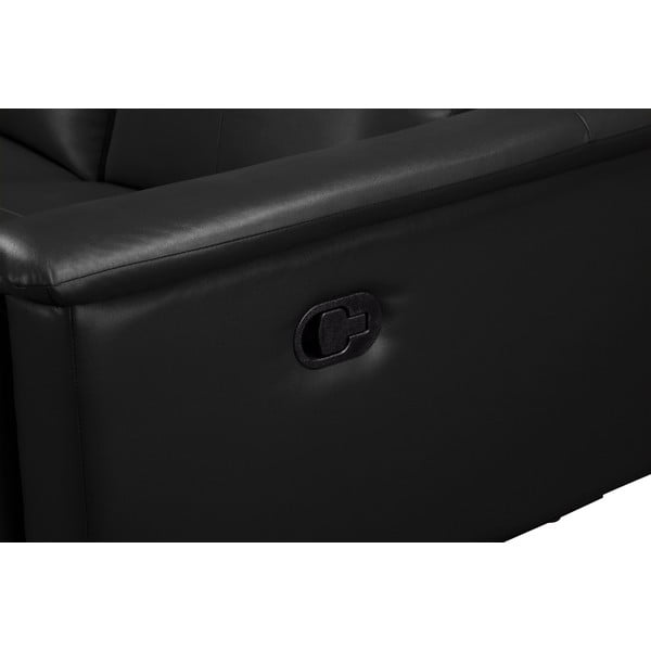 Canapea neagră cu tapițerie din imitație de piele 222 cm Lund – Støraa-image-4