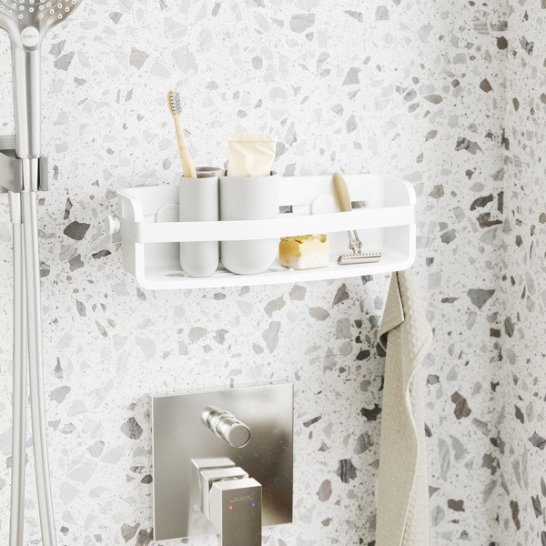 Raft pentru baie alb autoadeziv din plastic Flex – Umbra-image-1