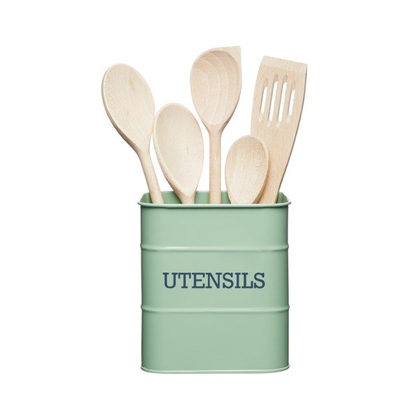 Vas metalic pentru ustensile de bucătărie Kitchen Craft Living Nostalgia, verde-image-1