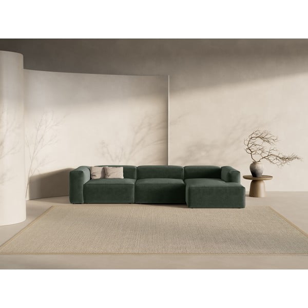Colțar verde (cu colț pe partea dreaptă/cu șezlong) Bergamo – Cosmopolitan Design-image-1
