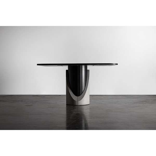 Masă dining cu blat cu aspect de lemn de stejar  140x140 cm Sharp - Lyon Béton-image-1