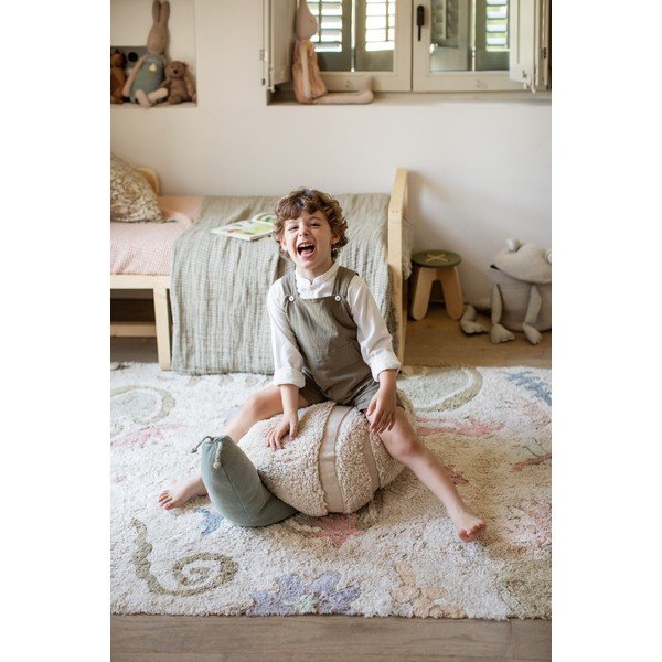 Fotoliu puf pentru copii verde deschis/crem Mr. Snail – Lorena Canals-image-4