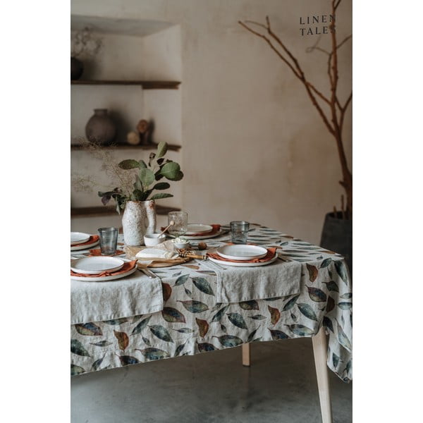 Față de masă din in 140x140 cm Golden Fall – Linen Tales-image-1