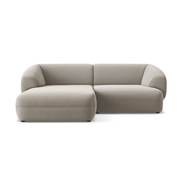 Colțar bej cu tapițerie din catifea (cu colț pe partea stângă) Moana – Makamii