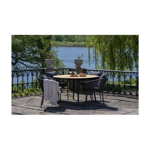 Set de dining pentru grădină negru/în culoare naturală pentru 4 persoane Cleveland and Salermo – House Nordic-image-1