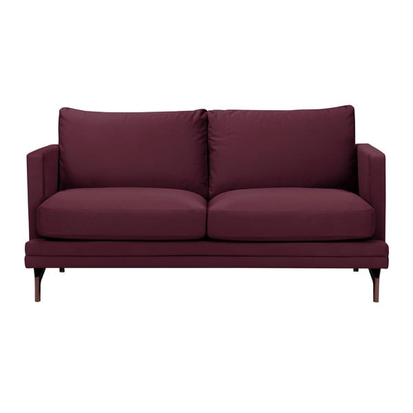 Canapea cu 2 locuri şi picioare metalice aurii Windsor & Co Sofas Jupiter, roşu bordeaux