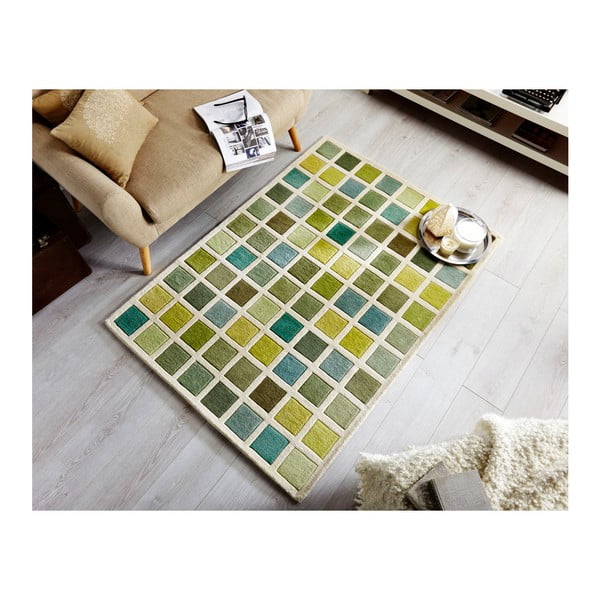 Covor Flair Rugs Illusion Abstract Blocks, 80 x 150 cm, verde