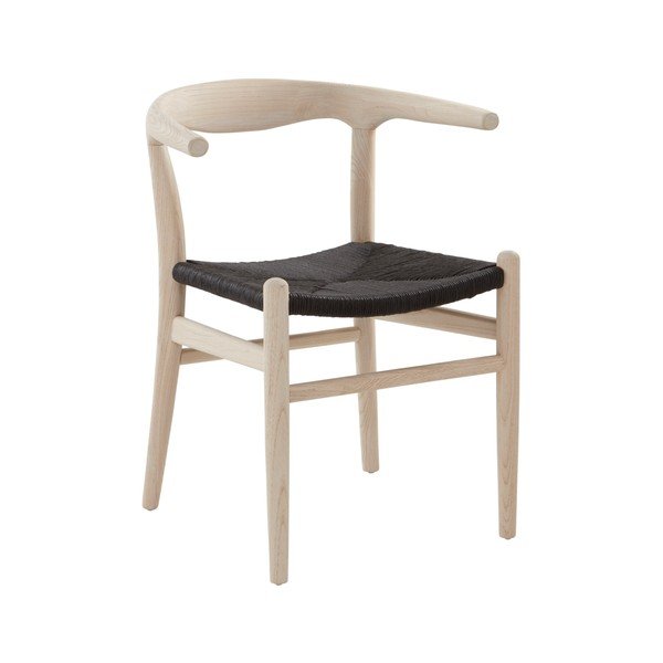 Scaun de dining negru/în culoare naturală deschisă cu cotiere din lemn de ulm Nattavaara – Jotex