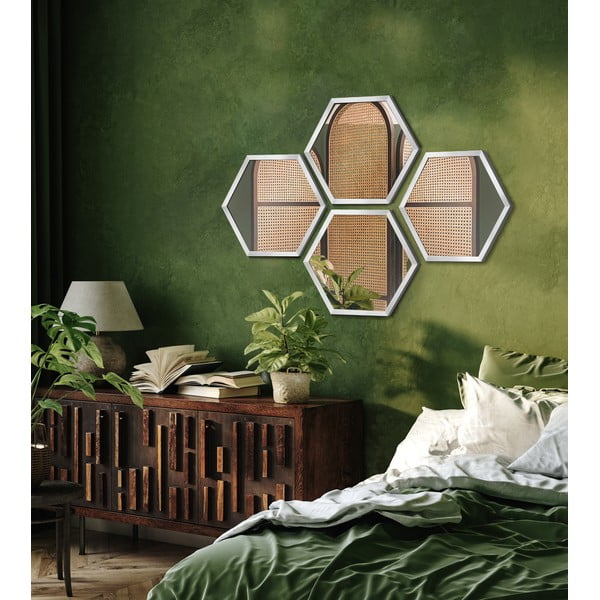 Oglinzi 4 buc. de perete 35x40 cm Heksagon – knor-image-1
