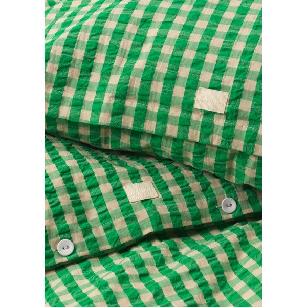 Lenjerie de pat verde/bej din țesătură crep pentru pat de o persoană/extinsă 140x220 cm Bæk&Bølge – JUNA-image-3