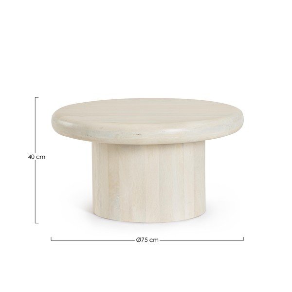 Măsuță de cafea crem rotundă din lemn de mango ø 75 cm Lopez – Bizzotto-image-4
