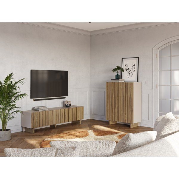 Dulap crem/în culoare naturală din lemn de pin 90x120x43 cm Marlo – Marckeric-image-4