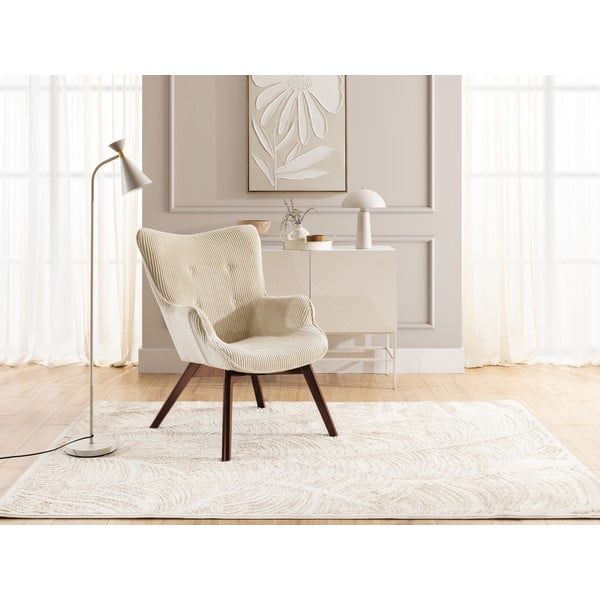 Fotoliu bej cu tapițerie din catifea reiată Niko – Ropez-image-4