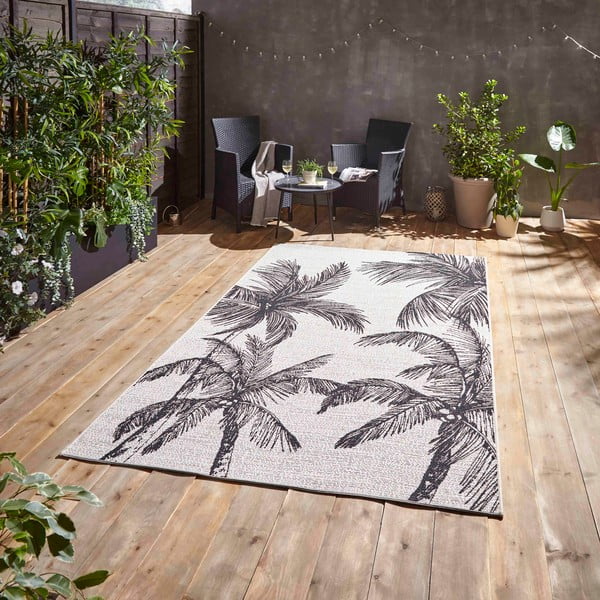 Covor de exterior negru/crem 120x170 cm Miami – Think Rugs-image-1