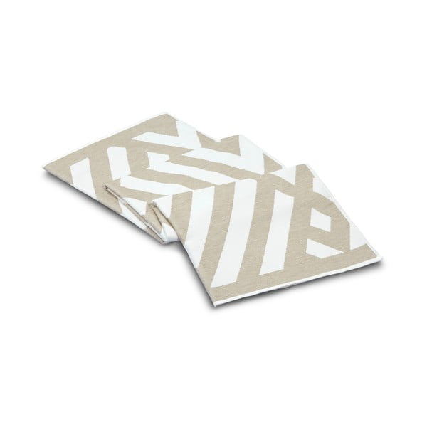 Covoraș baie din bumbac Foutastic Geometric, 100 x 180 cm, alb-bej-image-1