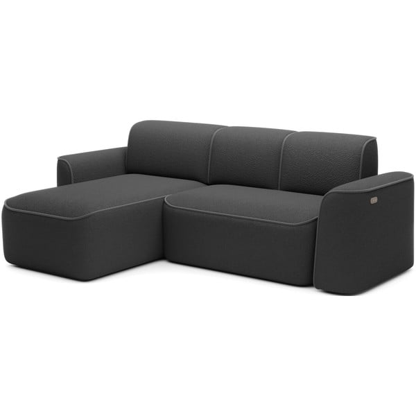 Colțar gri închis cu tapițerie din țesătură bouclé (cu colț pe partea stângă/cu șezlong) Ume – ELTAP-image-2