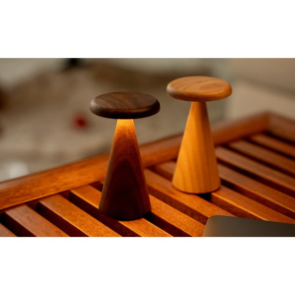 Veioză în culoare naturală LED cu abajur din lemn (înălțime 14 cm) Sylva – Gingko-image-3