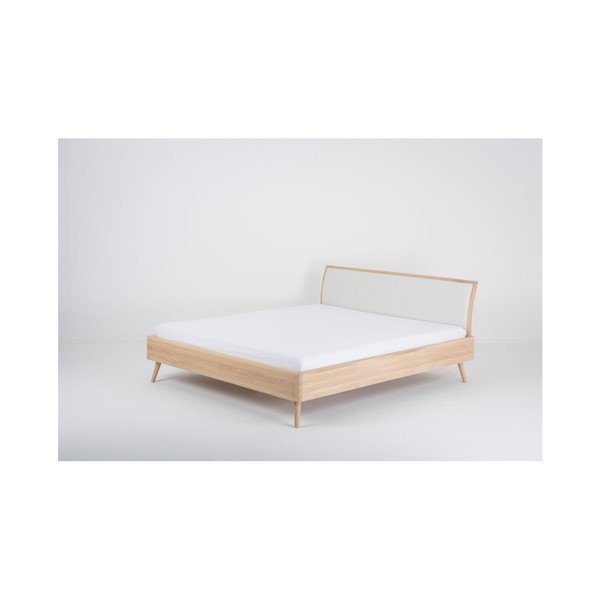 Pat matrimonial alb/în culoare naturală din lemn masiv de stejar 160x200 cm Ena – Gazzda-image-2