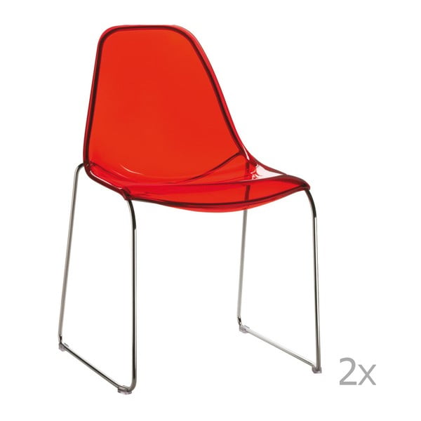 Set 2 scaune Pedrali DayDream, roșu transparent