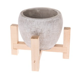 Ghiveci din beton cu suport din lemn Dakls Natural, ø 13 cm, gri
