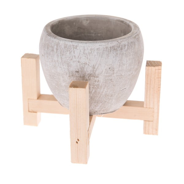 Ghiveci din beton cu suport din lemn Dakls Natural, ø 13 cm, gri