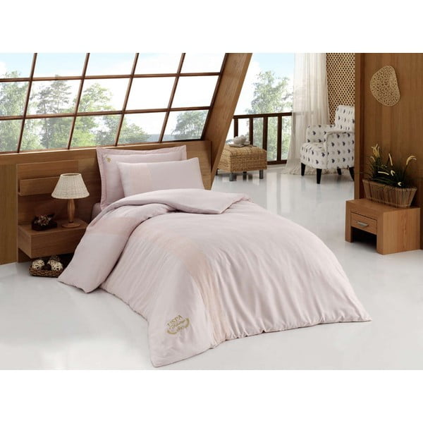 Set lenjerie de pat cu cearșaf U.S. Polo Assn. Macon Pink, 160 x 220 cm