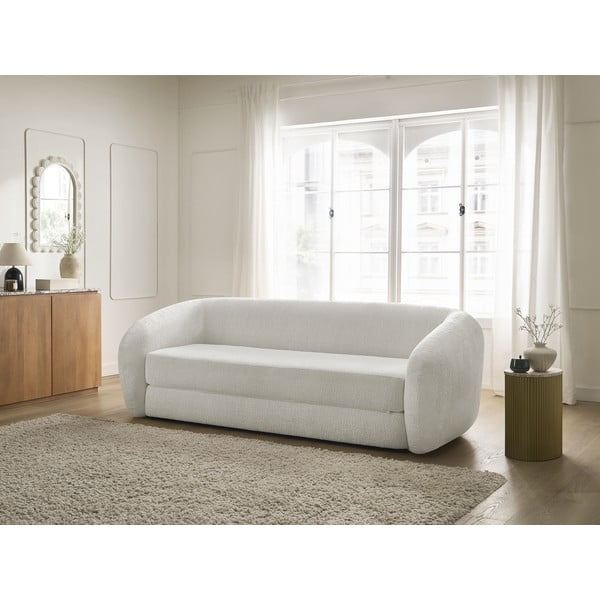 Canapea albă extensibilă cu tapițerie din chenille 228 cm Neyo – Bobochic Paris-image-1