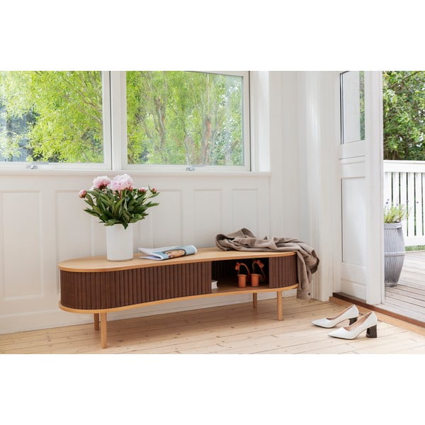 Masă TV gri/în culoare naturală cu aspect de lemn de stejar 140x40 cm Audacious – UMAGE-image-1