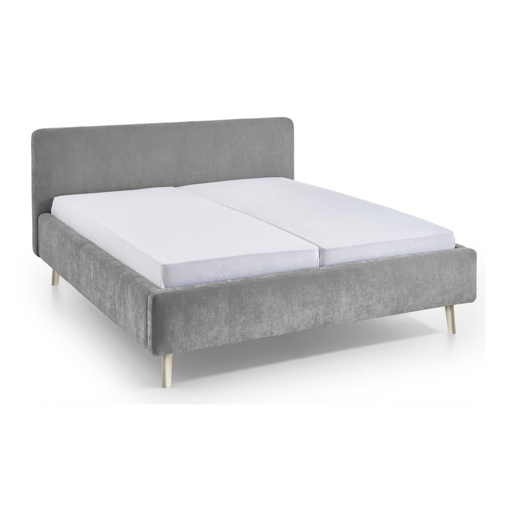 Pat matrimonial gri tapitat fara somiera 180x200 cm Mattis – Meise Möbel