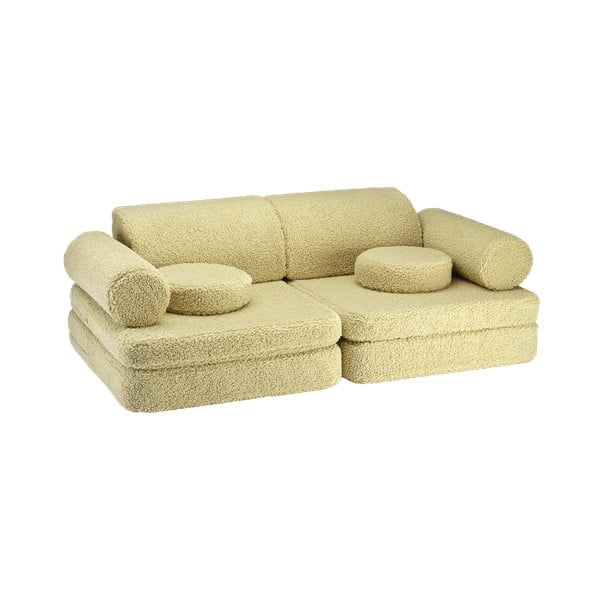 Canapea pentru copii verde cu tapițerie din țesătură bouclé 132 cm Settee – Wigiwama