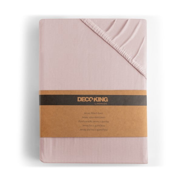 Cearceaf roz deschis din jerseu cu elastic 140x200 cm Amber – Restilo-image-4