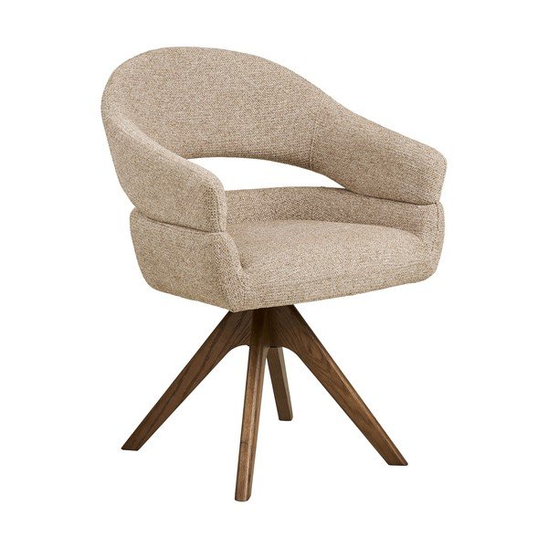 Scaun de living bej cu cotiere tapițat Dover – House Nordic