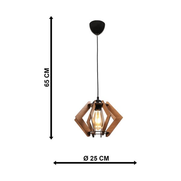 Plafonieră neagră/în culoare naturală cu abajur din lemn – Squid Lighting-image-3