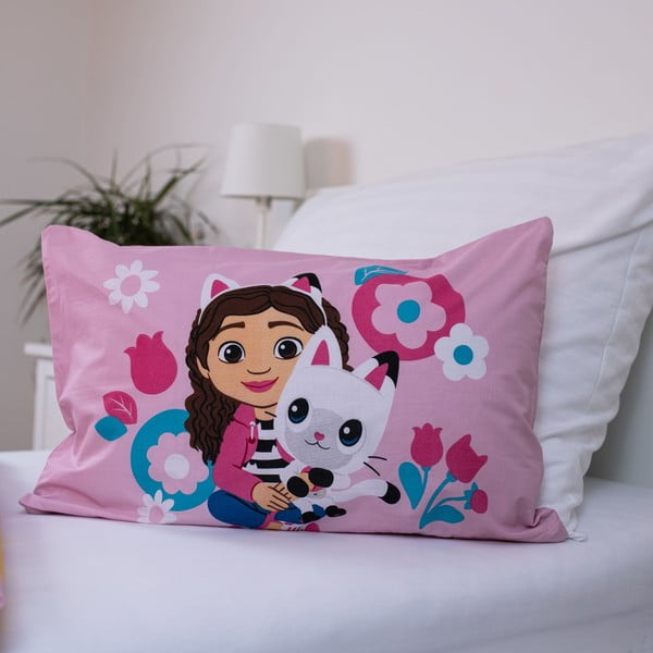 Lenjerie de pat pentru copii roz din bumbac pentru pătuț 100x135 cm Gabby's Dollhouse – Jerry Fabrics-image-3