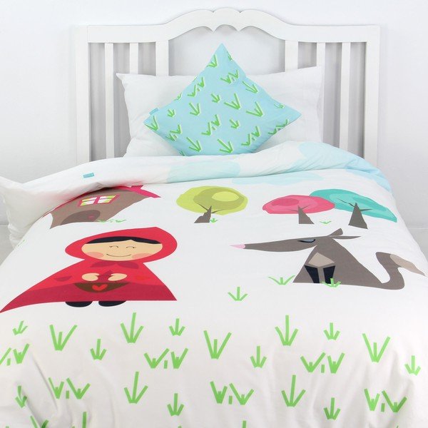 Husă pilotă și pernă din bumbac pentru copii Mr. Fox Grandma, 140 x 200 cm-image-1