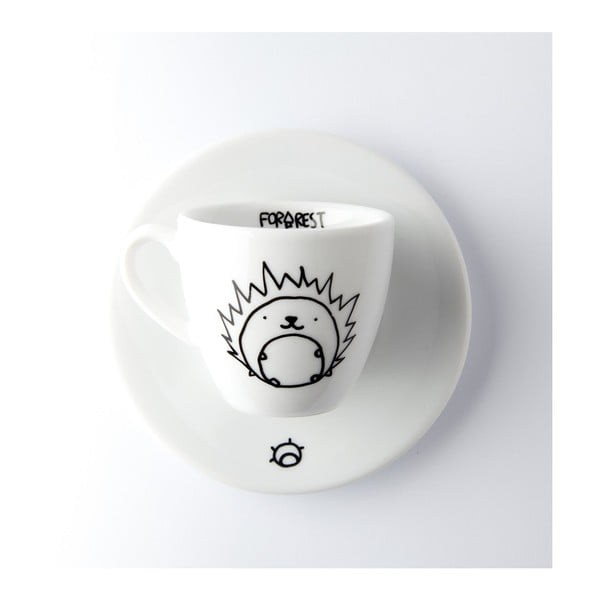 Ceașcă pentru espresso cu farfurie FOR.REST Design Hedgehog, 100 ml
