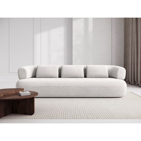 Canapea fildeș cu tapițerie din țesătură bouclé 200 cm Jenny – Micadoni -image-1