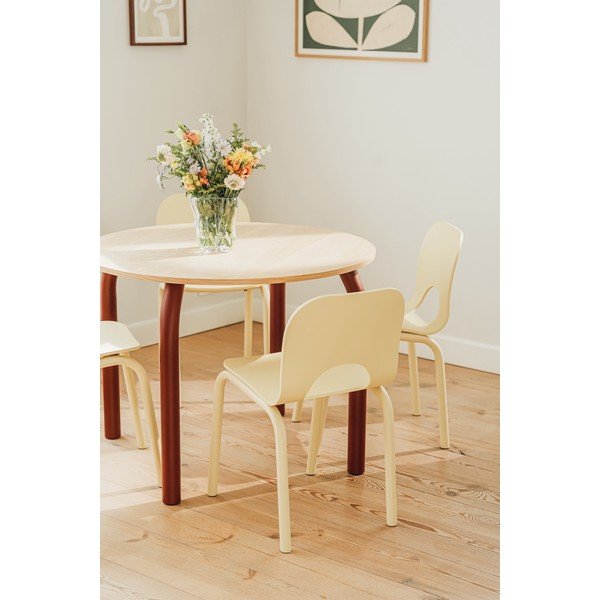 Masă de dining rotundă cu blat cu aspect de lemn de stejar ø 100 cm Meko – noo.ma-image-2