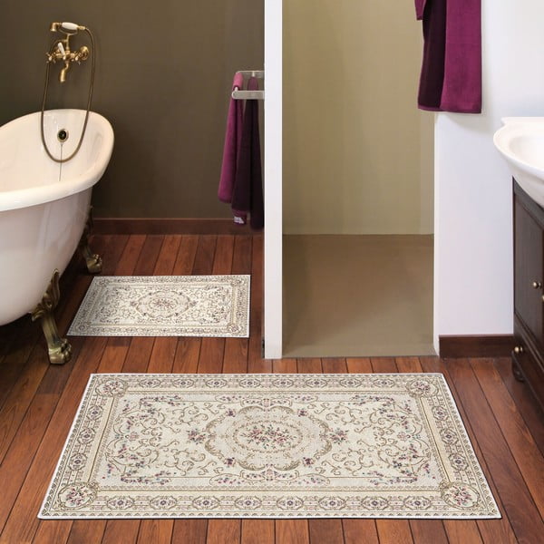 Covorașe de baie maro-bej 2 buc. 60x100 cm – Foutastic-image-1