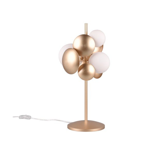 Veioză alb-auriu  cu abajur din sticlă (înălțime 50 cm) Bubble – Trio Select