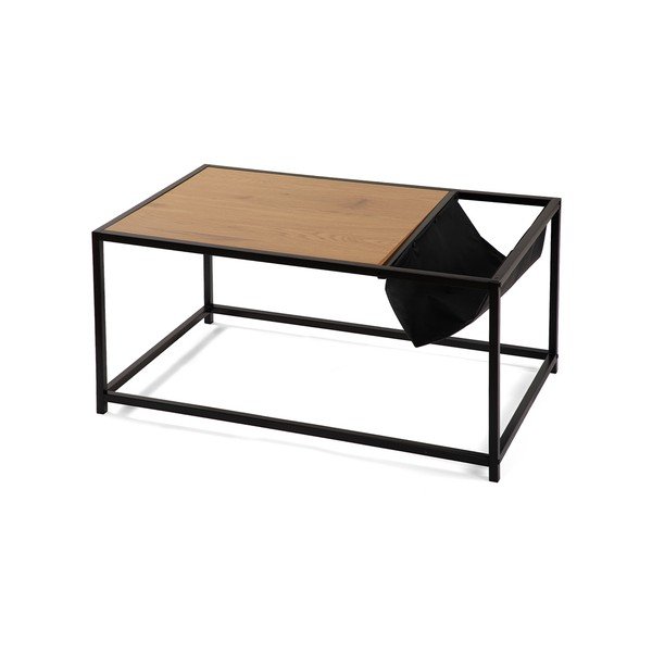 Măsuță de cafea neagră/în culoare naturală cu aspect de lemn de stejar 60x99 cm Bayen – Bonami Essentials-image-2