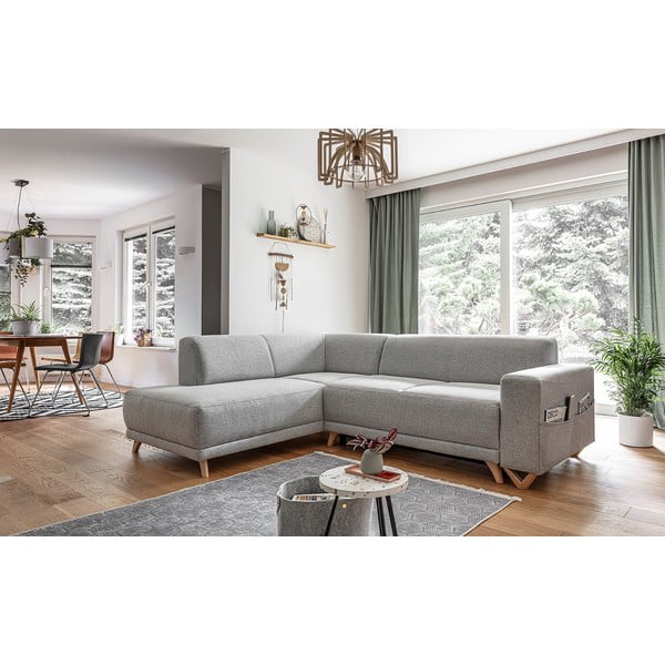 Colțar gri deschis extensibil/cu spațiu de depozitare (cu colț pe partea stângă/în formă de ”L”) Classy Sophie – Miuform-image-3